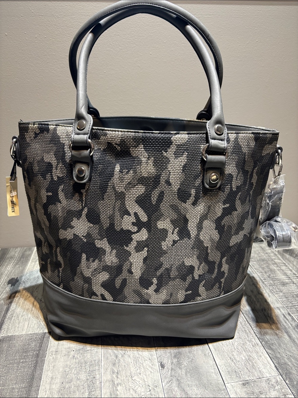 Grey Camouflage Tote Bag